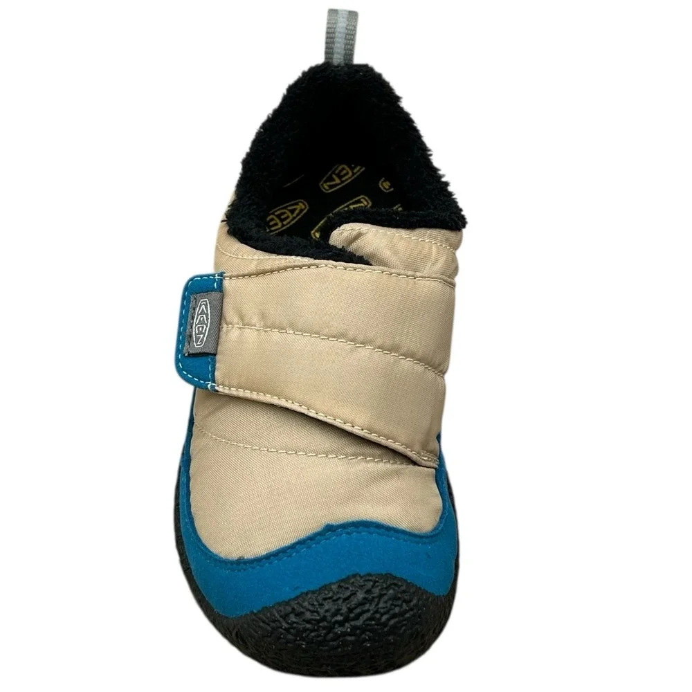 KEEN Howser Little Boys Faux Fur Lined‎ Slippers Size 12 Blue-Beige Warm Shoes